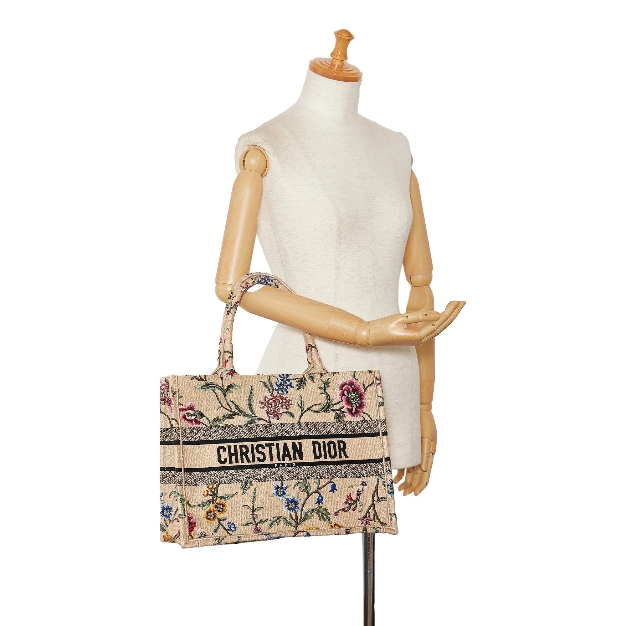 DIOR Medium Petite Fleurs Raffia Book Tote Tote Bag