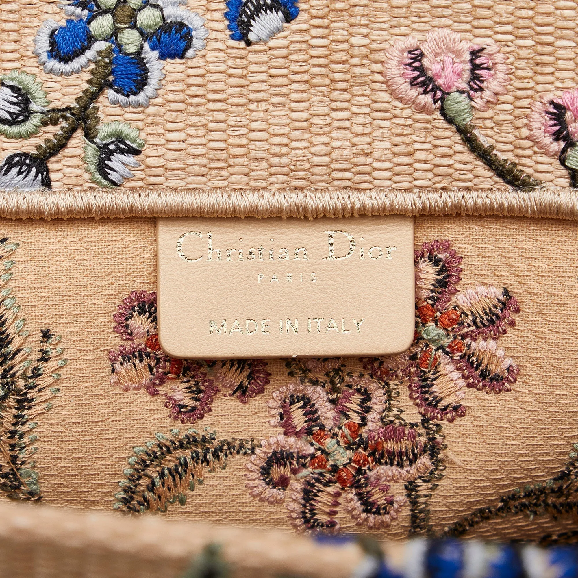 DIOR Medium Petite Fleurs Raffia Book Tote Tote Bag