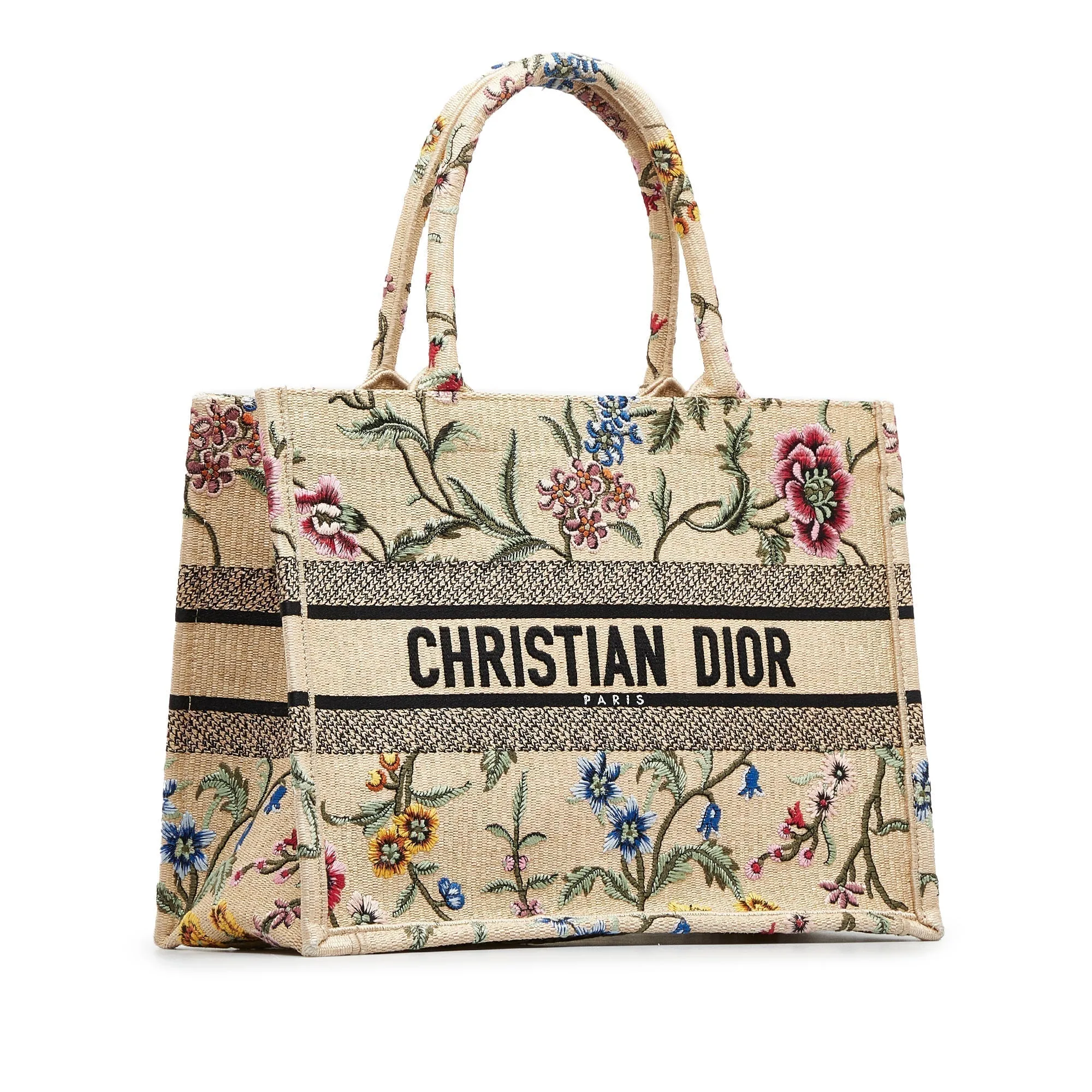 DIOR Medium Petite Fleurs Raffia Book Tote Tote Bag