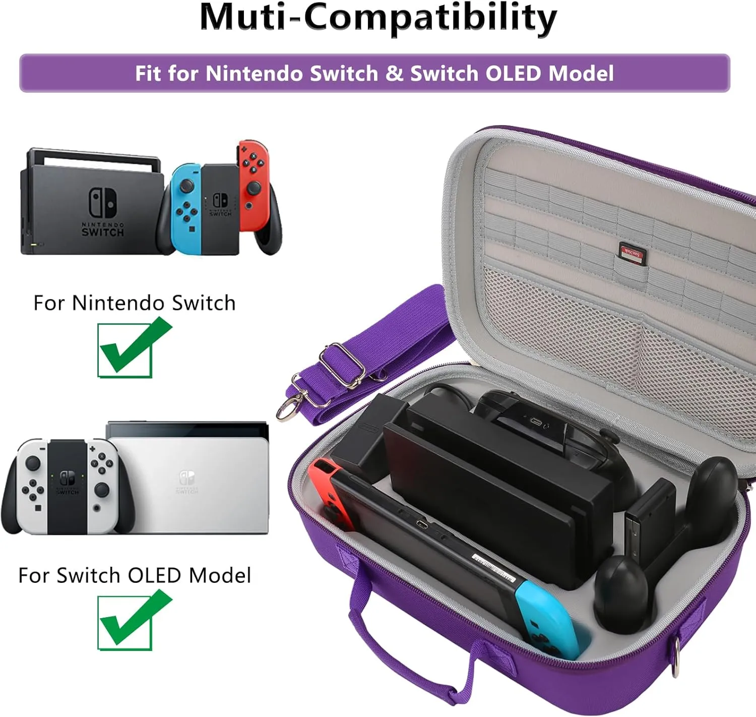 Dronside Portable Carrying Case for Nintendo Switch / Switch OLED Model (2021) – Hard Travel Storage Messenger Bag for Nintendo Switch Console Pro Controller Accessories