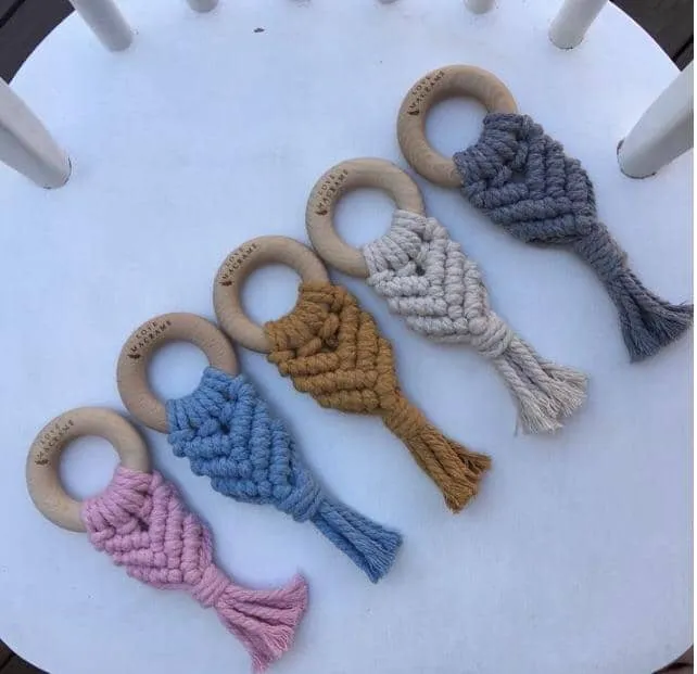 Dusk Grey Macrame Teether