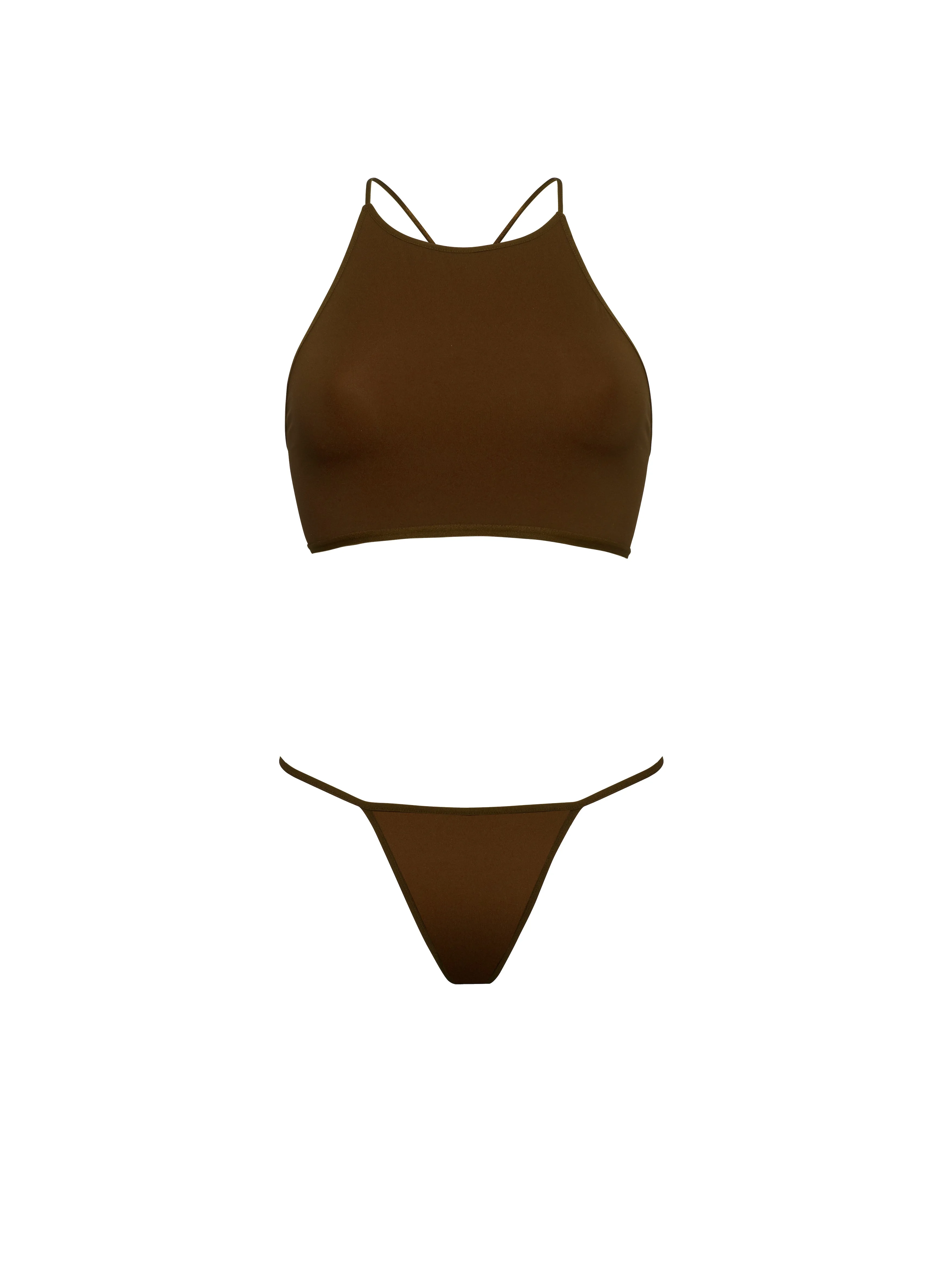 Effortless Racer Bra - Mocha Brown