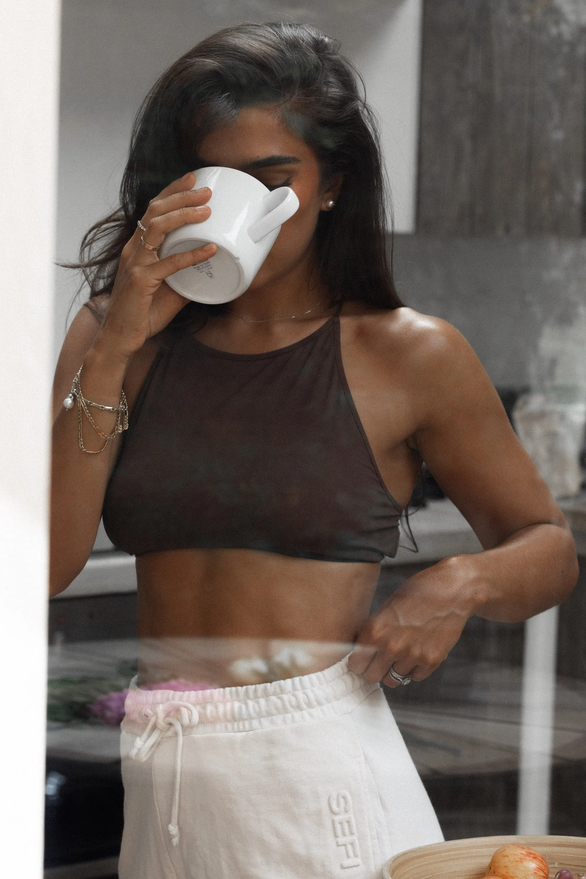 Effortless Racer Bra - Mocha Brown