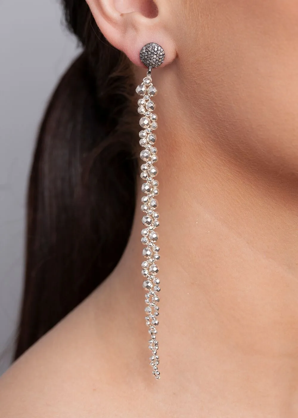 Faceted Pyrite Macramé Earrings
