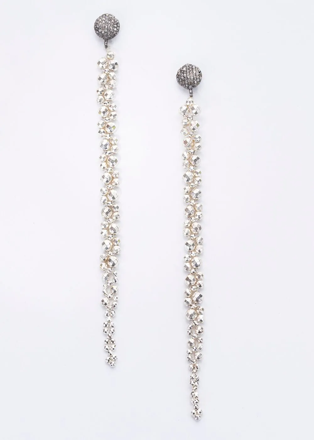 Faceted Pyrite Macramé Earrings