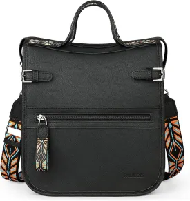 FADEON Crossbody Bags Purses for Women Designer Cross Body Shoulder Bag Purse PU Leather Top Handle Handbag Wide Strap