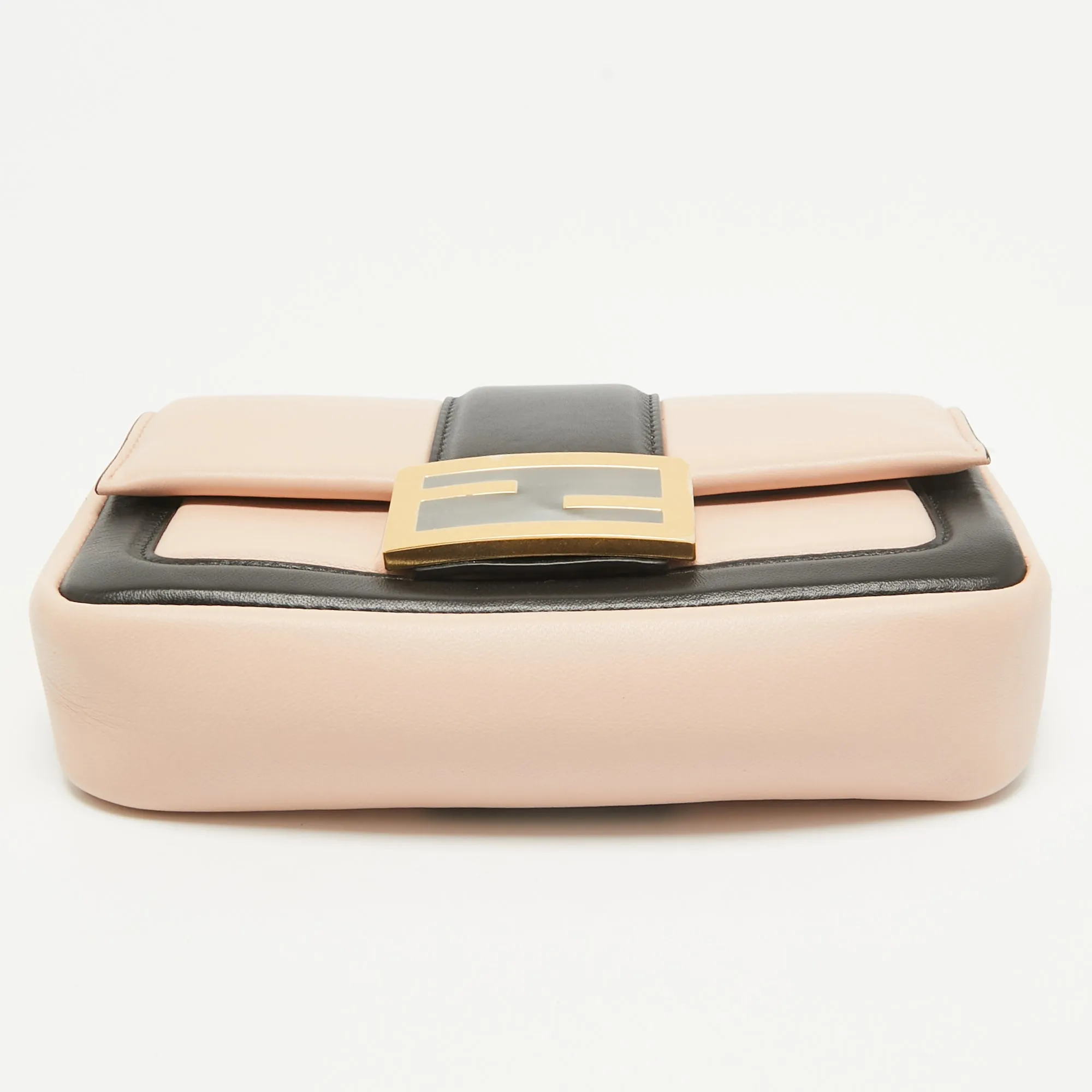 Fendi Pink/black Leather Mini Baguette Chain Bag