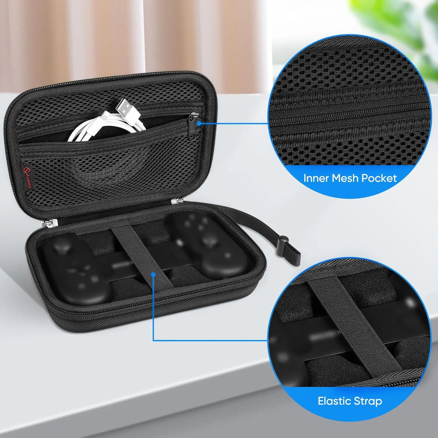 Fintie Carrying Case for Backbone One Mobile Gaming Controller - [Shockproof] Hard Shell Protective Cover Travel Bag with Inner Pocket (Black)