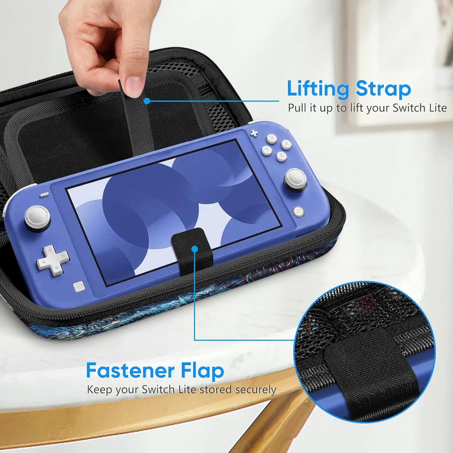 FINTIE Carrying Case for Nintendo Switch Lite 2019, [Shockproof] Hard Shell Protective Cover Travel Bag with Game Card & Micro SD Card Slots for Switch Lite Console & Accessories, Starry Night