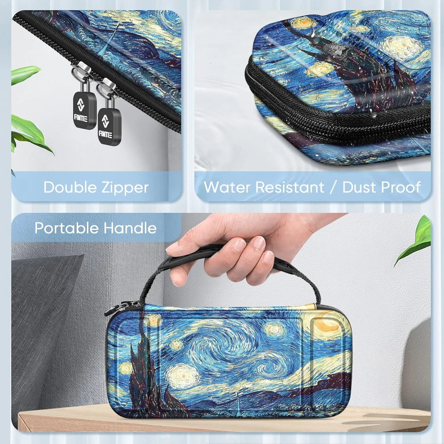 FINTIE Carrying Case for Nintendo Switch Lite 2019, [Shockproof] Hard Shell Protective Cover Travel Bag with Game Card & Micro SD Card Slots for Switch Lite Console & Accessories, Starry Night