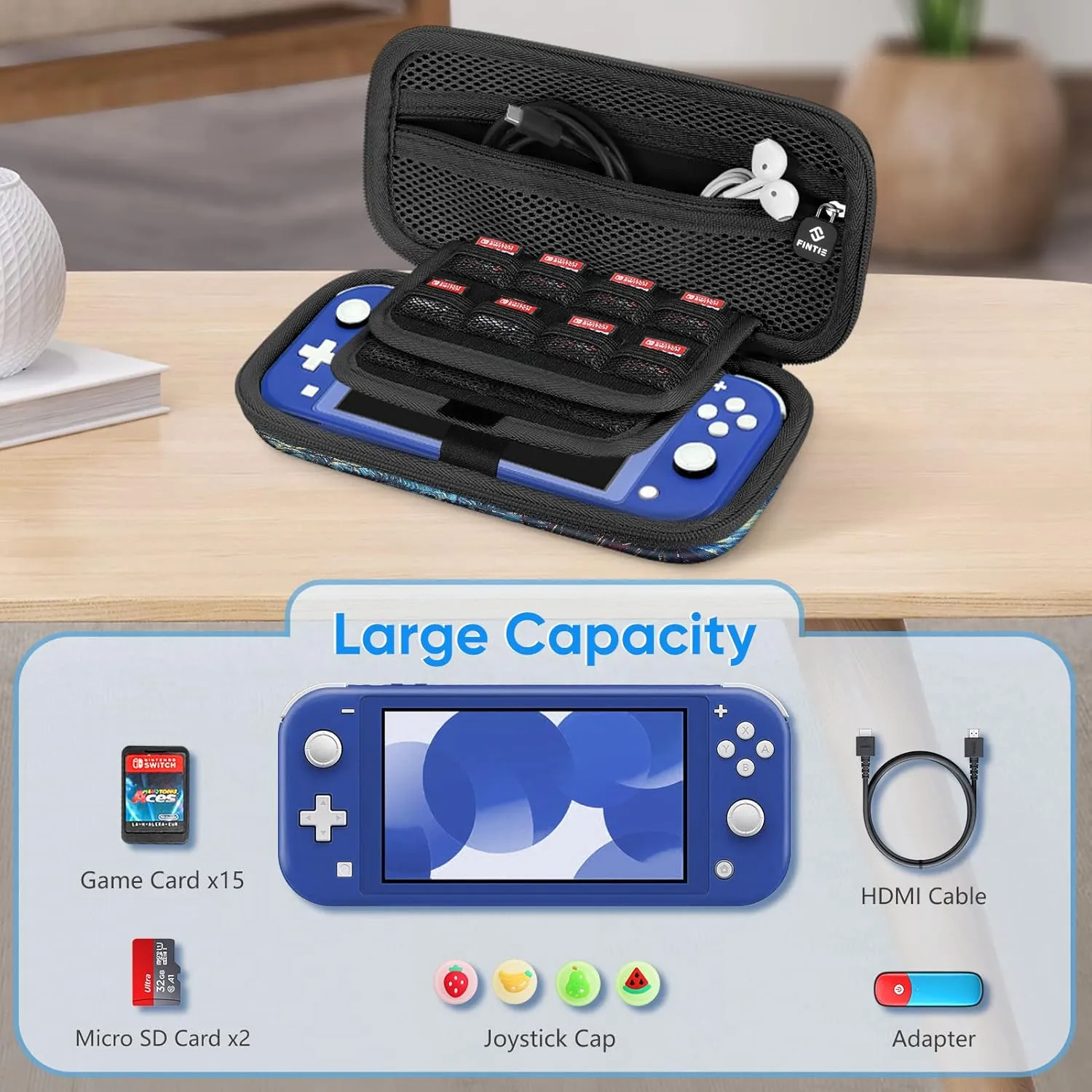 FINTIE Carrying Case for Nintendo Switch Lite 2019, [Shockproof] Hard Shell Protective Cover Travel Bag with Game Card & Micro SD Card Slots for Switch Lite Console & Accessories, Starry Night