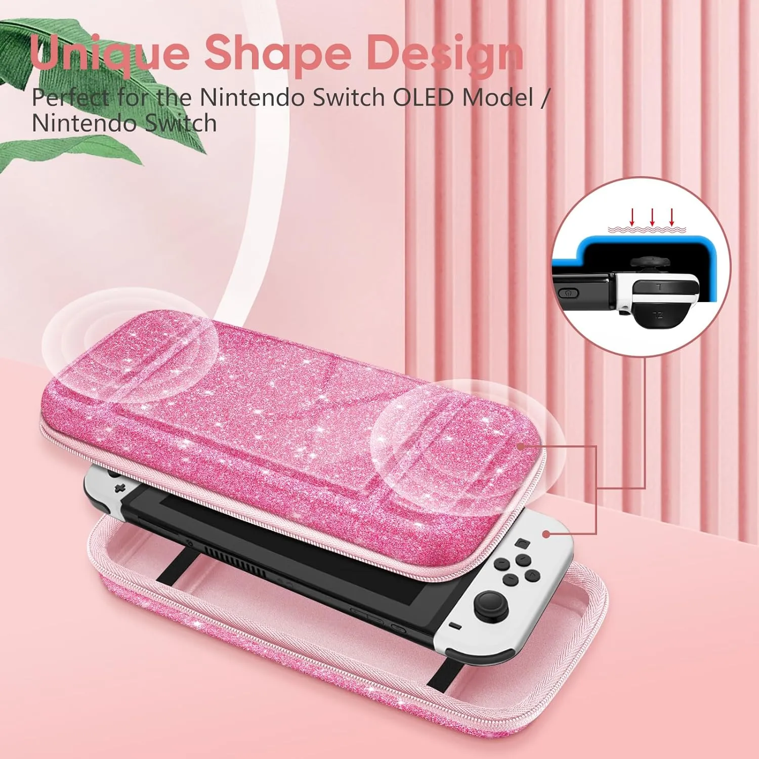 Fintie Carrying Case for Nintendo Switch OLED Model 2021/Switch 2017, [Shockproof] Hard Shell Protective Cover Travel Bag with 10 Game Card Slots & Inner Pocket
