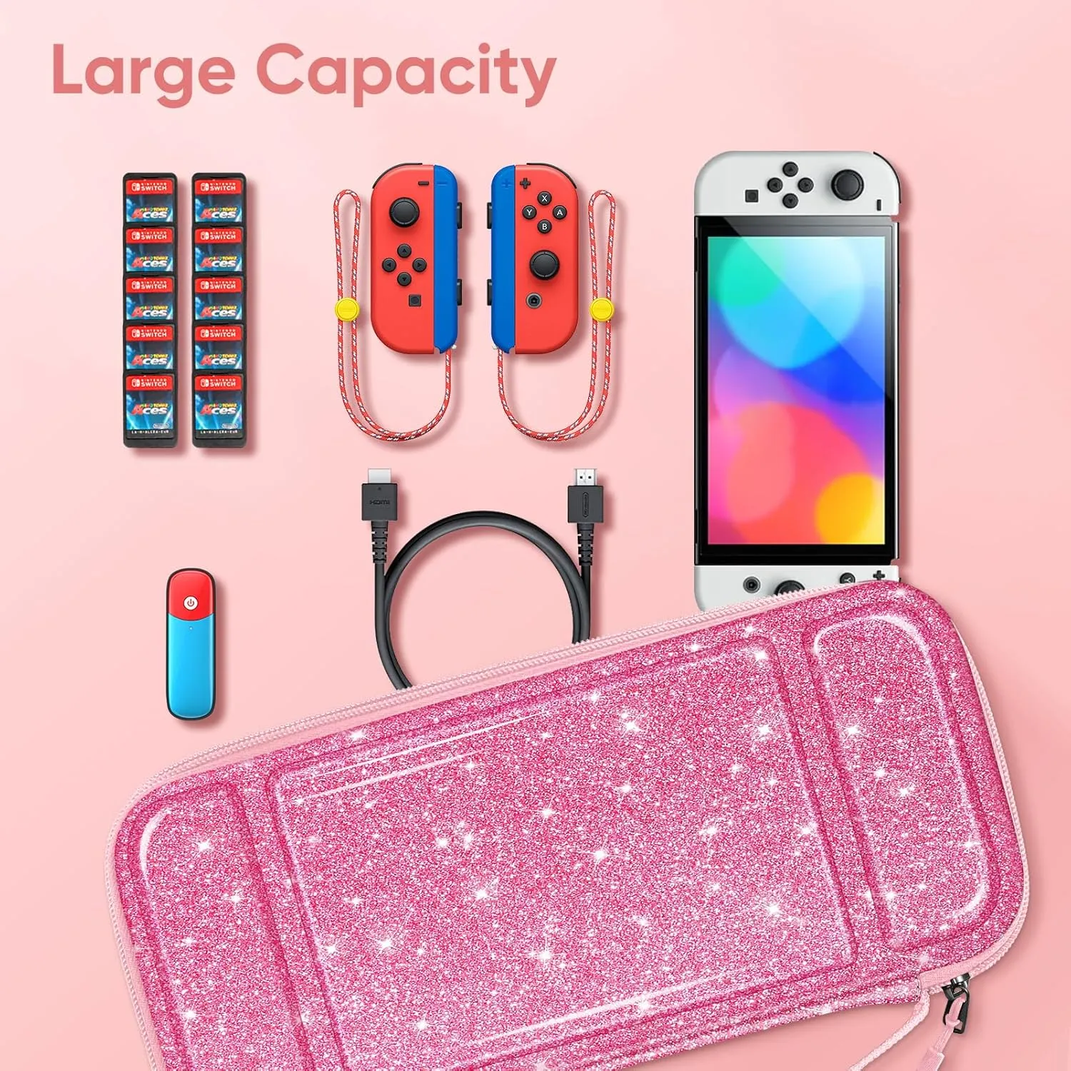 Fintie Carrying Case for Nintendo Switch OLED Model 2021/Switch 2017, [Shockproof] Hard Shell Protective Cover Travel Bag with 10 Game Card Slots & Inner Pocket