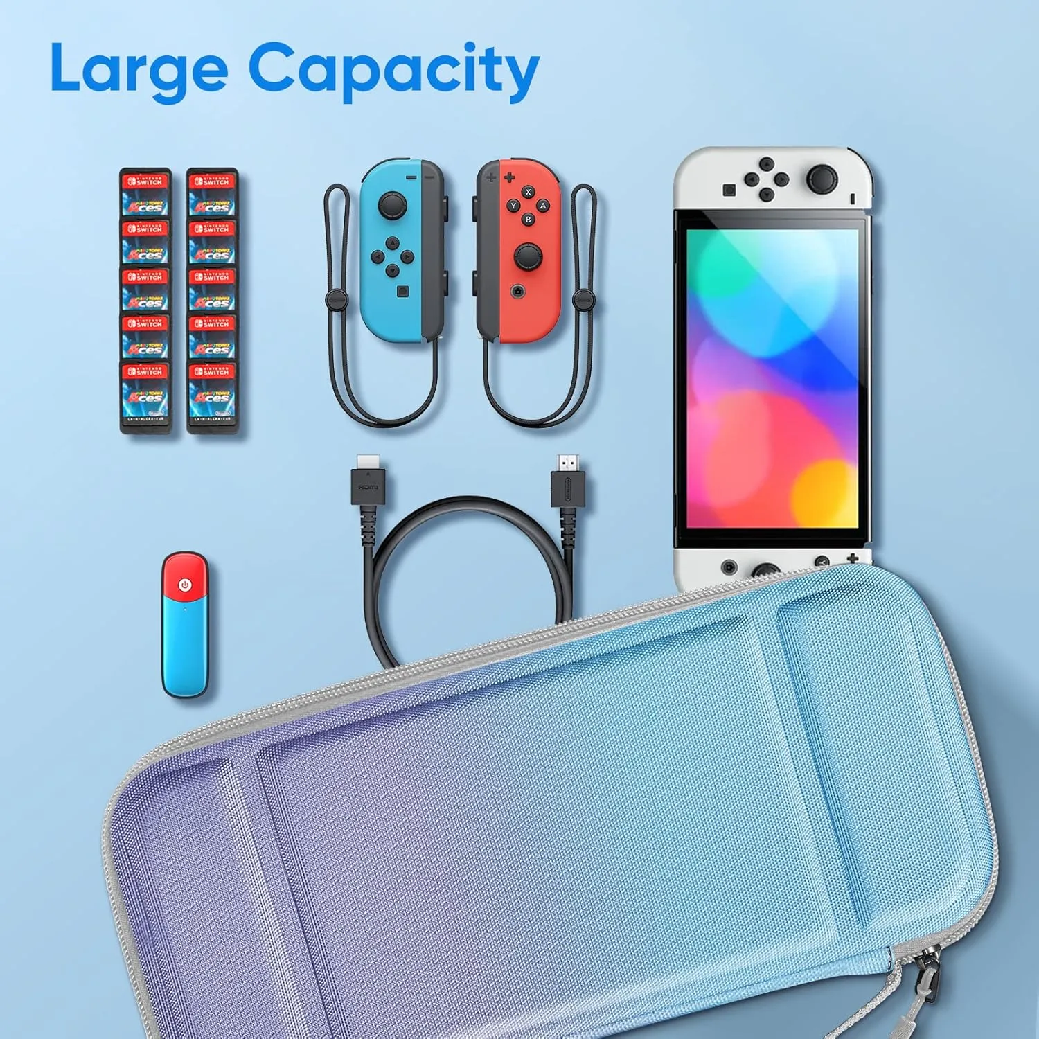 Fintie Carrying Case for Nintendo Switch OLED Model 2021/Switch 2017, [Shockproof] Hard Shell Protective Cover Travel Bag with 10 Game Card Slots & Inner Pocket