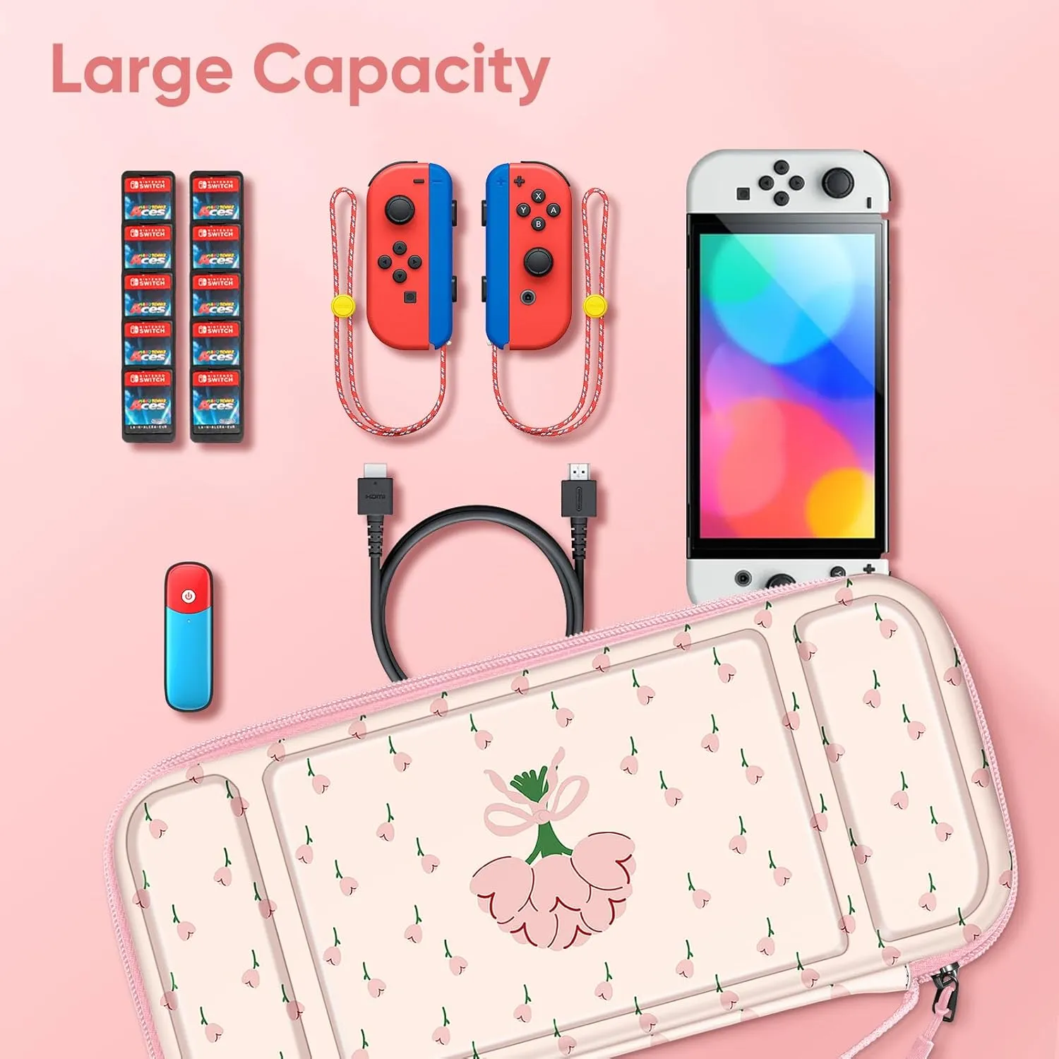 Fintie Carrying Case for Nintendo Switch OLED Model 2021/Switch 2017, [Shockproof] Hard Shell Protective Cover Travel Bag with 10 Game Card Slots & Inner Pocket