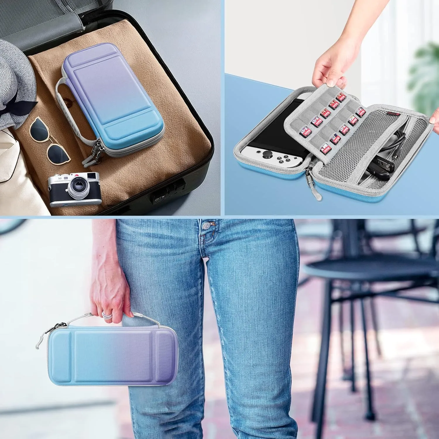 Fintie Carrying Case for Nintendo Switch OLED Model 2021/Switch 2017, [Shockproof] Hard Shell Protective Cover Travel Bag with 10 Game Card Slots & Inner Pocket