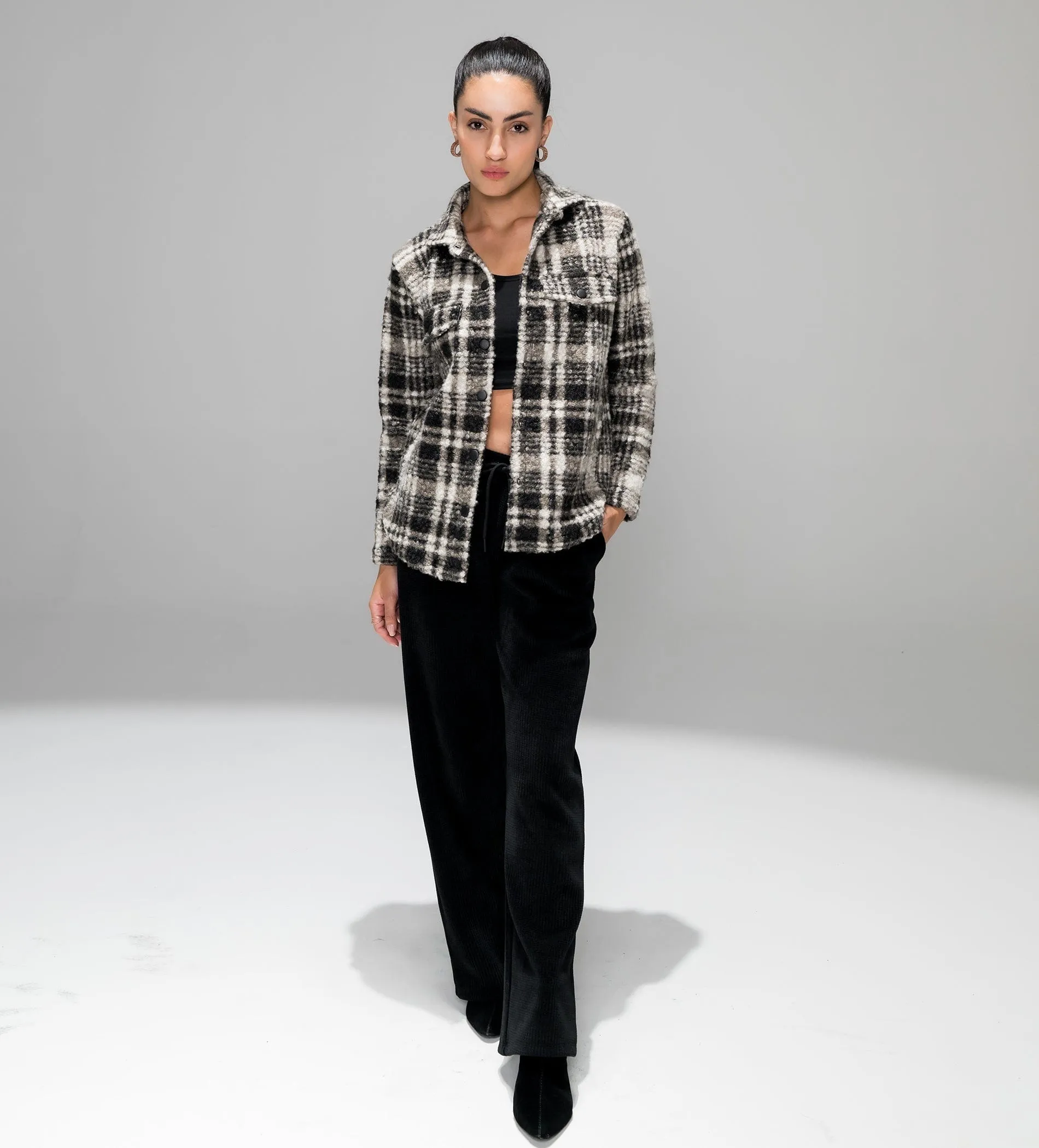 FLANNEL CHECK SHACKET FOR WOMEN