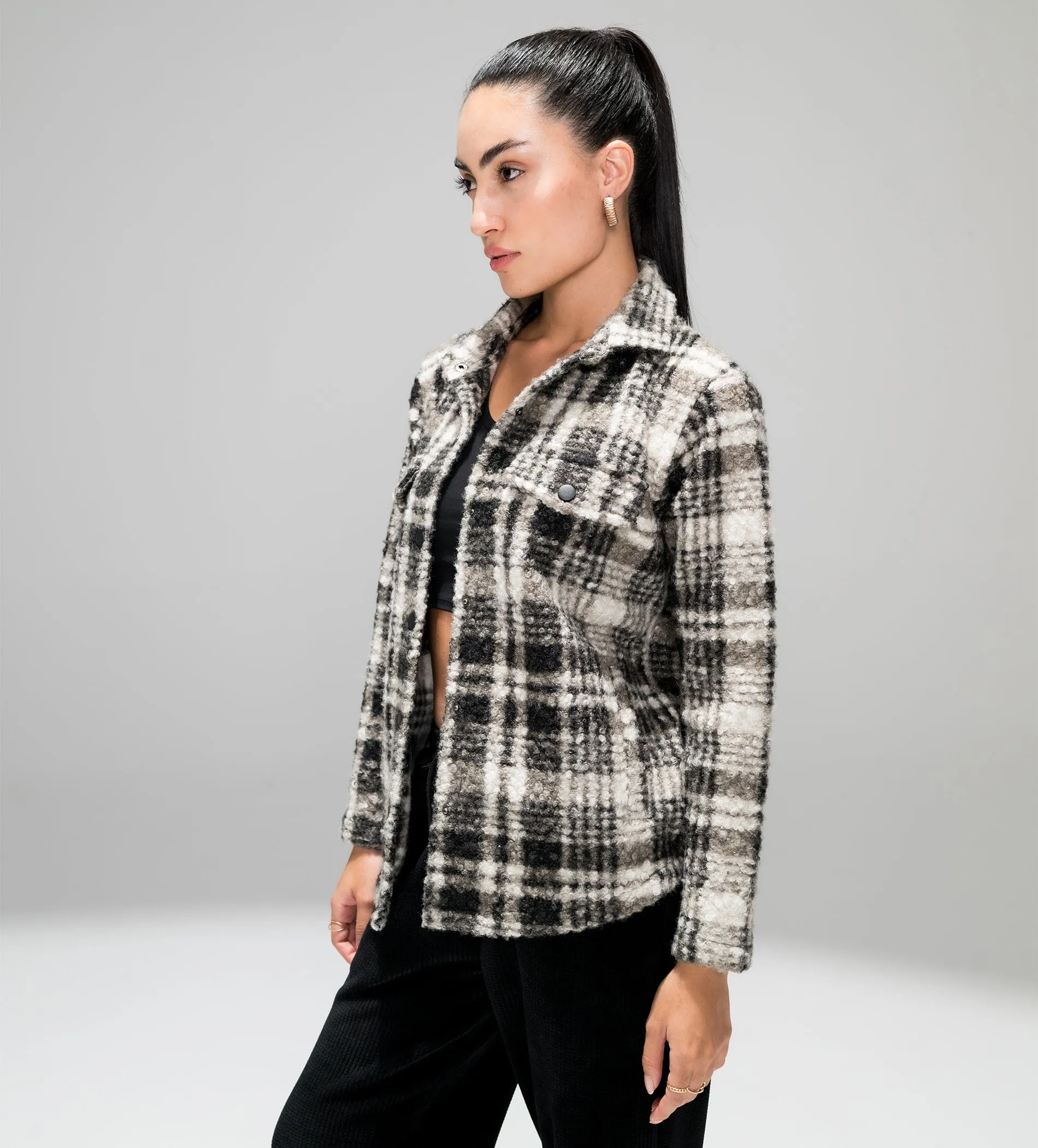 FLANNEL CHECK SHACKET FOR WOMEN