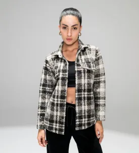 FLANNEL CHECK SHACKET FOR WOMEN
