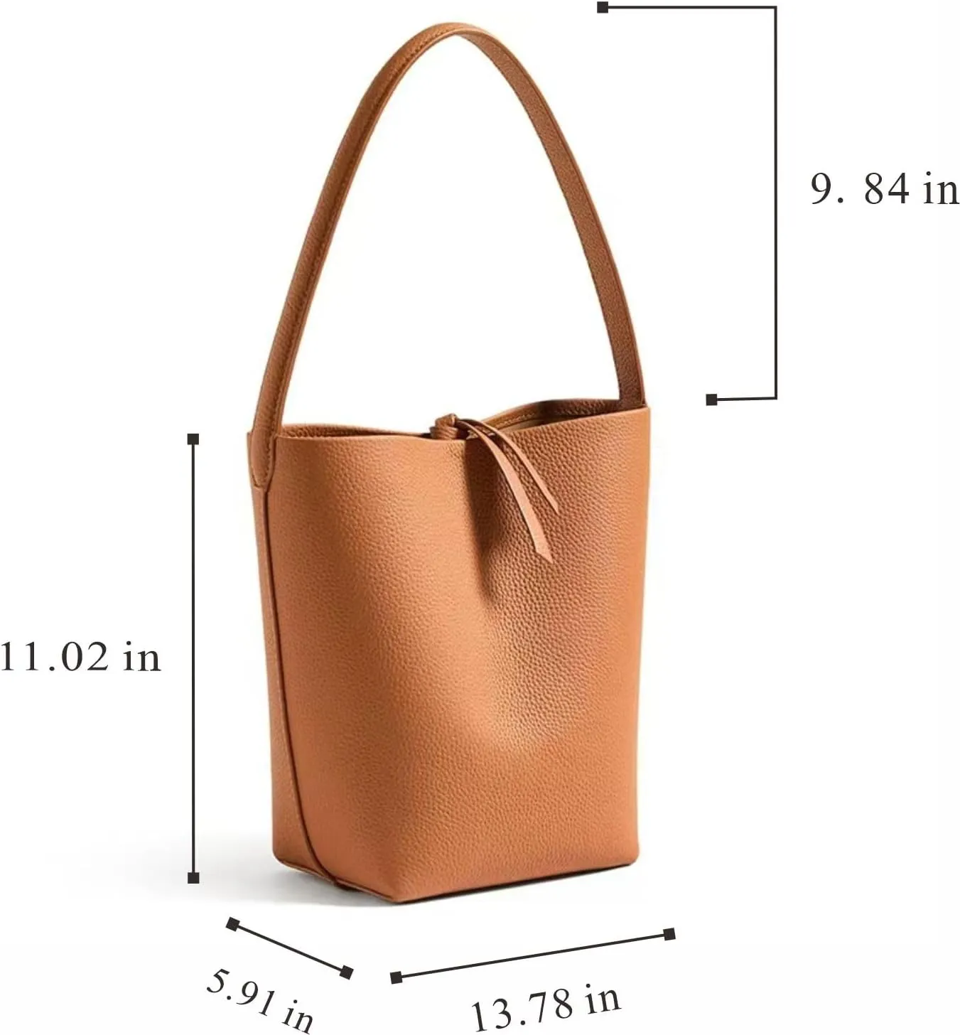 Handcrafted Leather Bucket Bag, First Layer Pebble-grained Carfskin