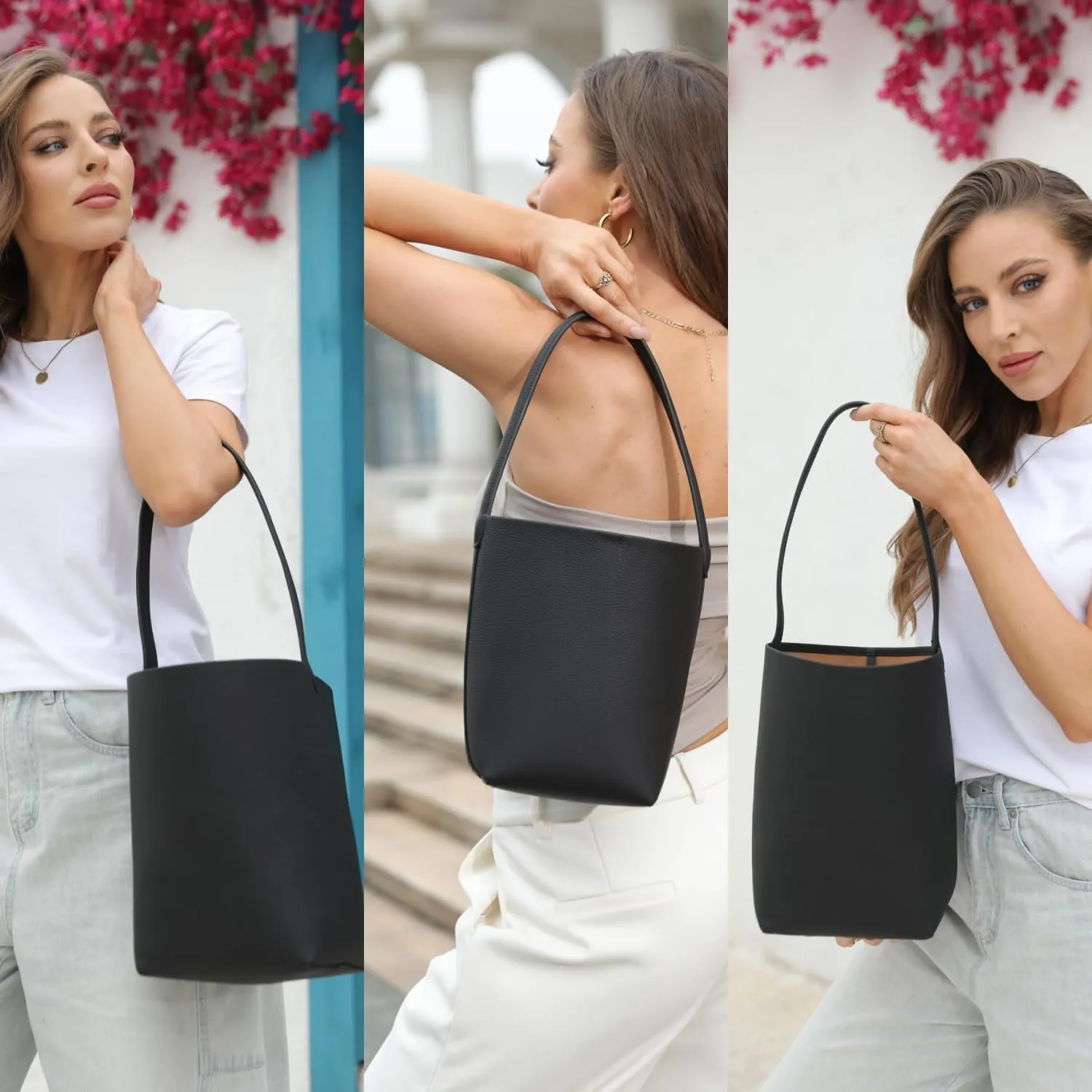 Handcrafted Leather Bucket Bag, First Layer Pebble-grained Carfskin