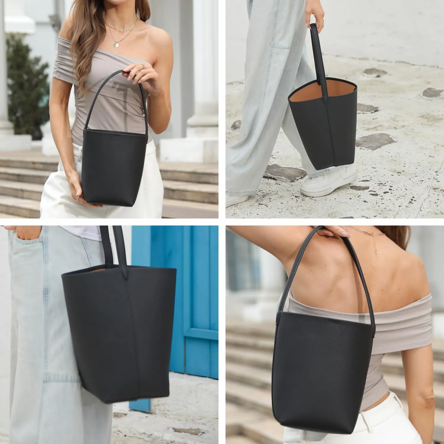 Handcrafted Leather Bucket Bag, First Layer Pebble-grained Carfskin