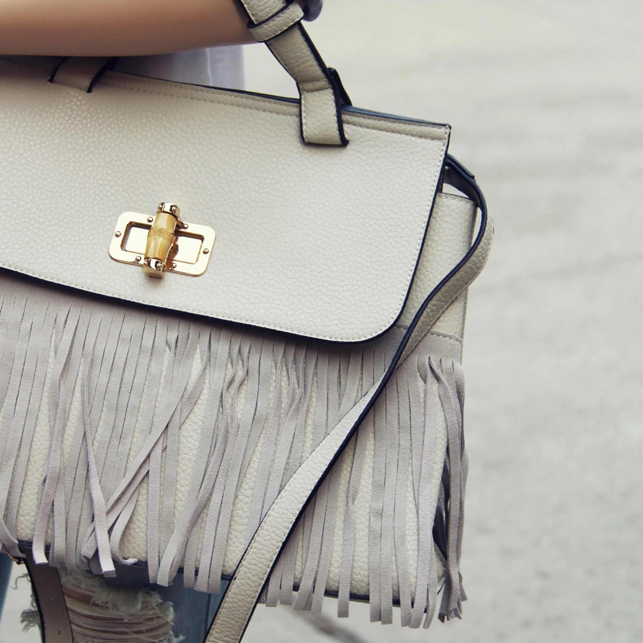 Honey Hush Fringe Tote in Cream