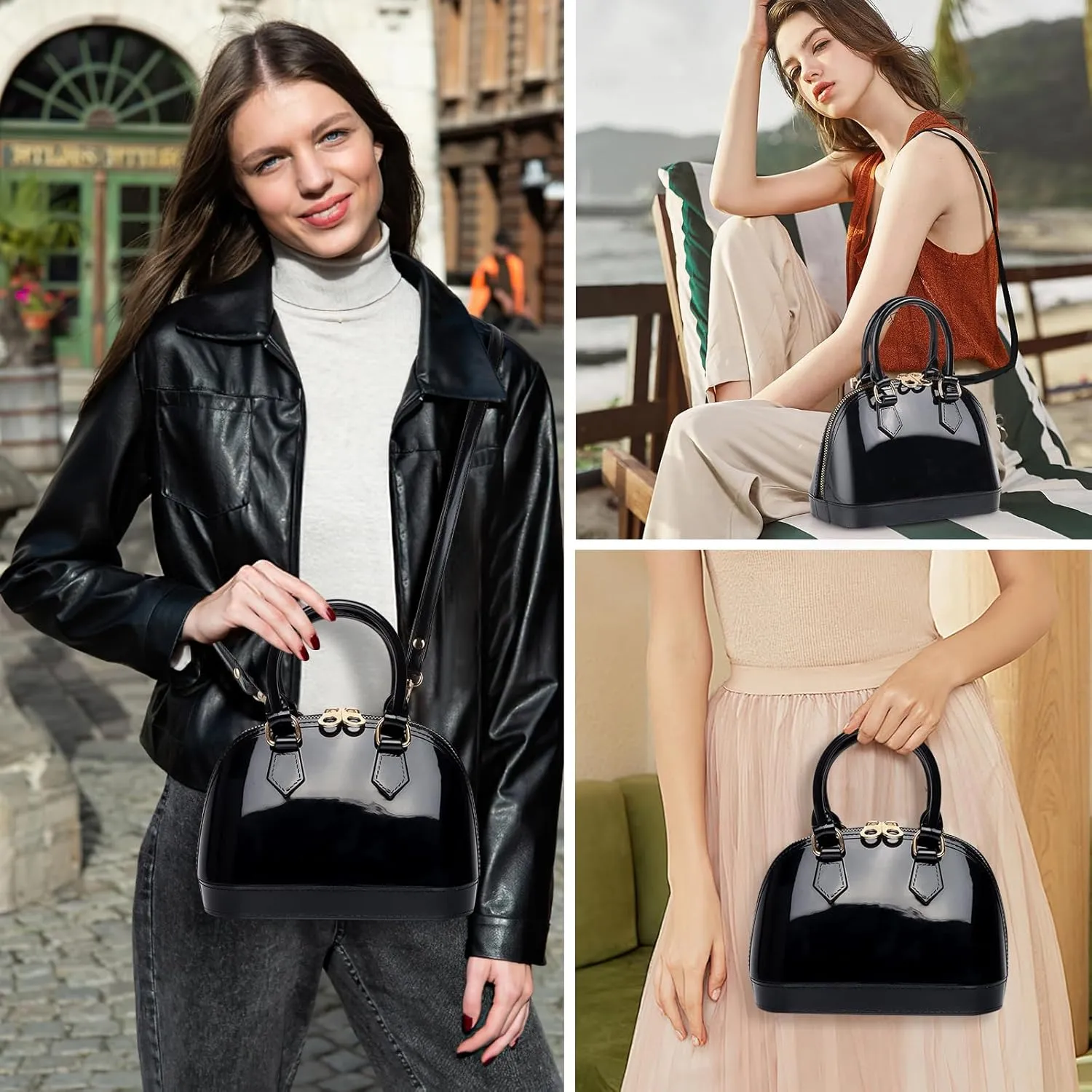 Jelly Crossbody Purse Shoulder Bag, Candy Color Tote Satchel Top-Handle Handbags for Women