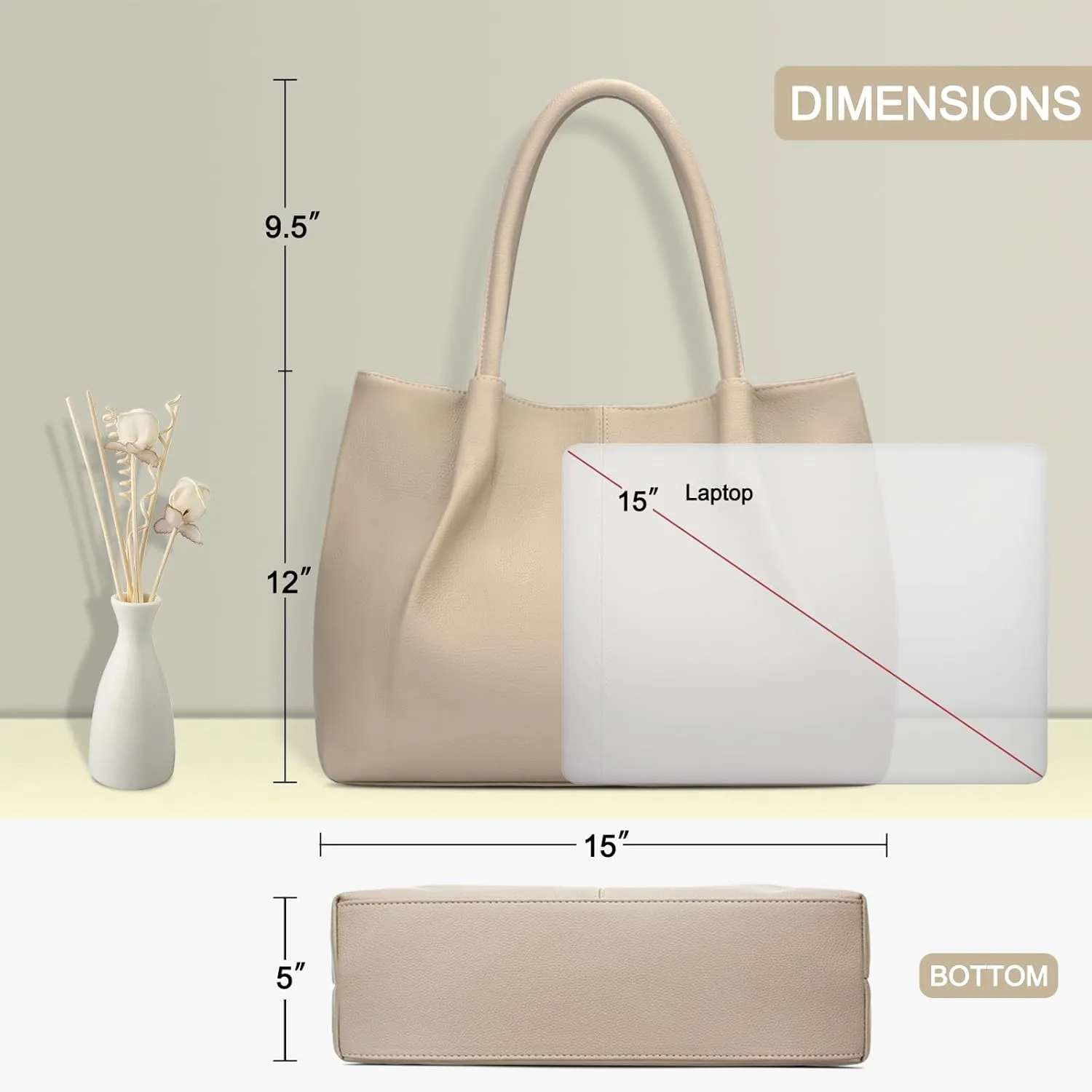 KKXIU Tote Bag for Women Vegan Leather Shoulder Purse Large Capacity Travel Bag