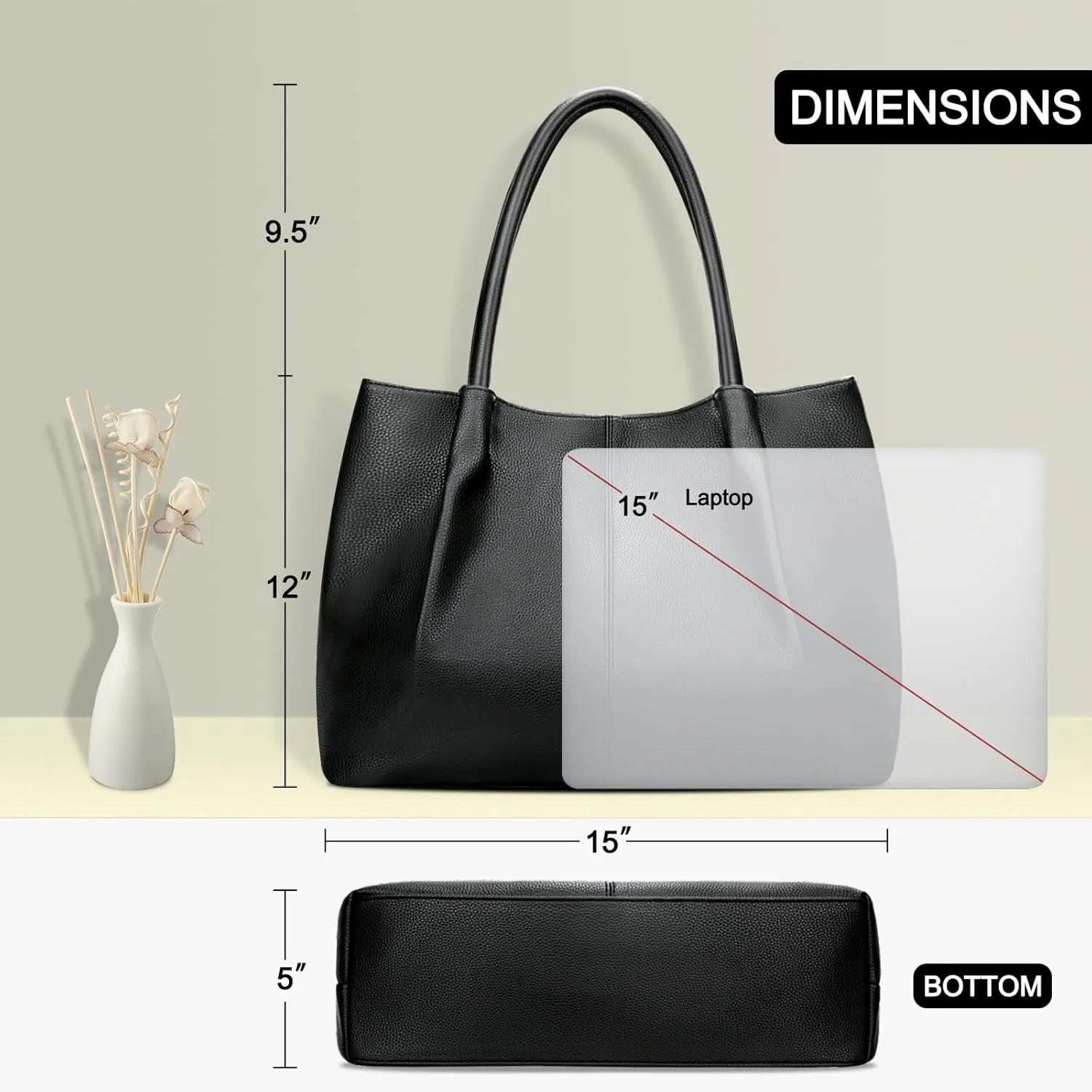 KKXIU Tote Bag for Women Vegan Leather Shoulder Purse Large Capacity Travel Bag