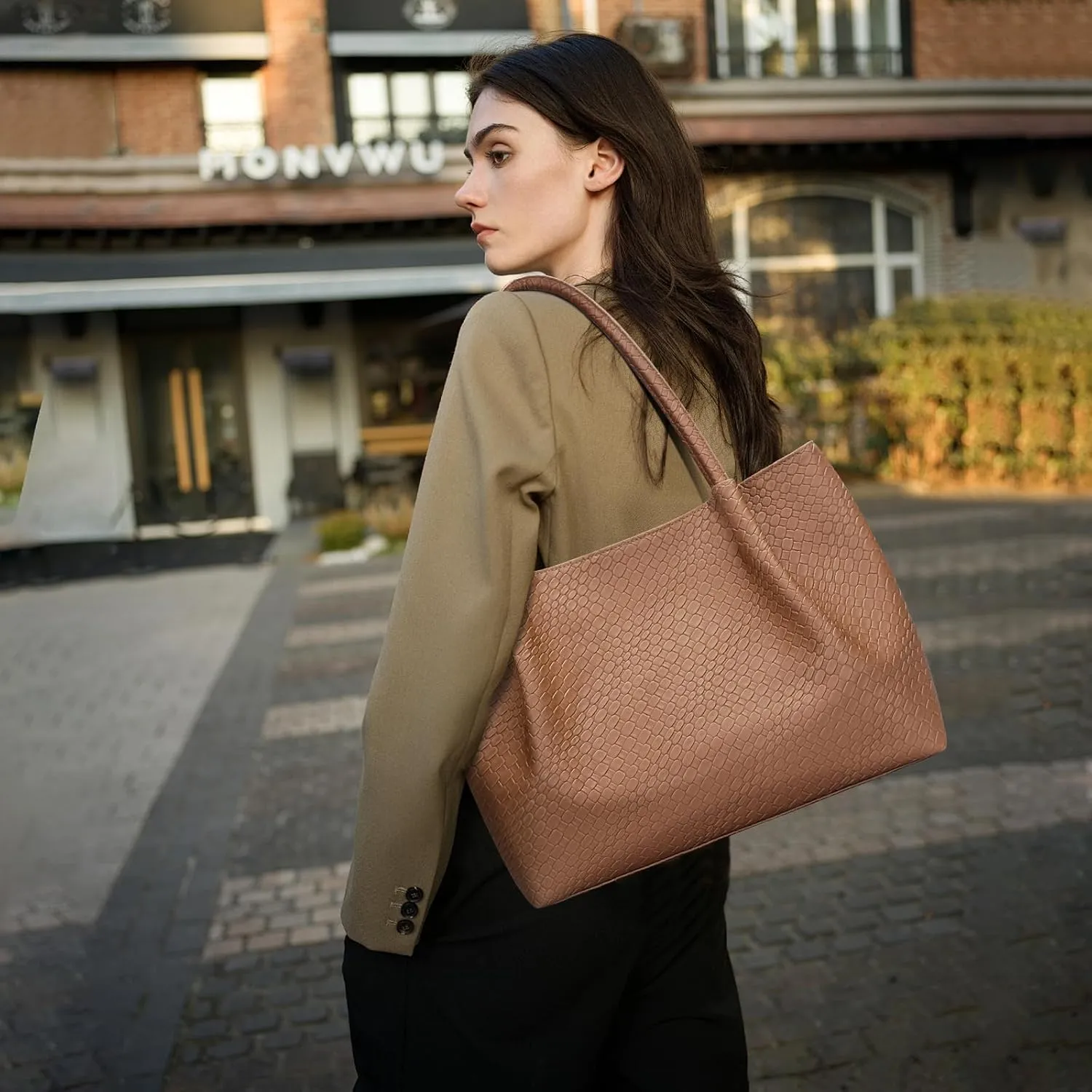 KKXIU Tote Bag for Women Vegan Leather Shoulder Purse Large Capacity Travel Bag