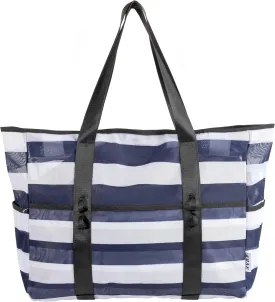 KUAK Mesh Beach Bag, Extra Large Waterproof Sandproof Tote with 9 Pockets, Zippered Top, Lightweight for Travel, Pool, Family