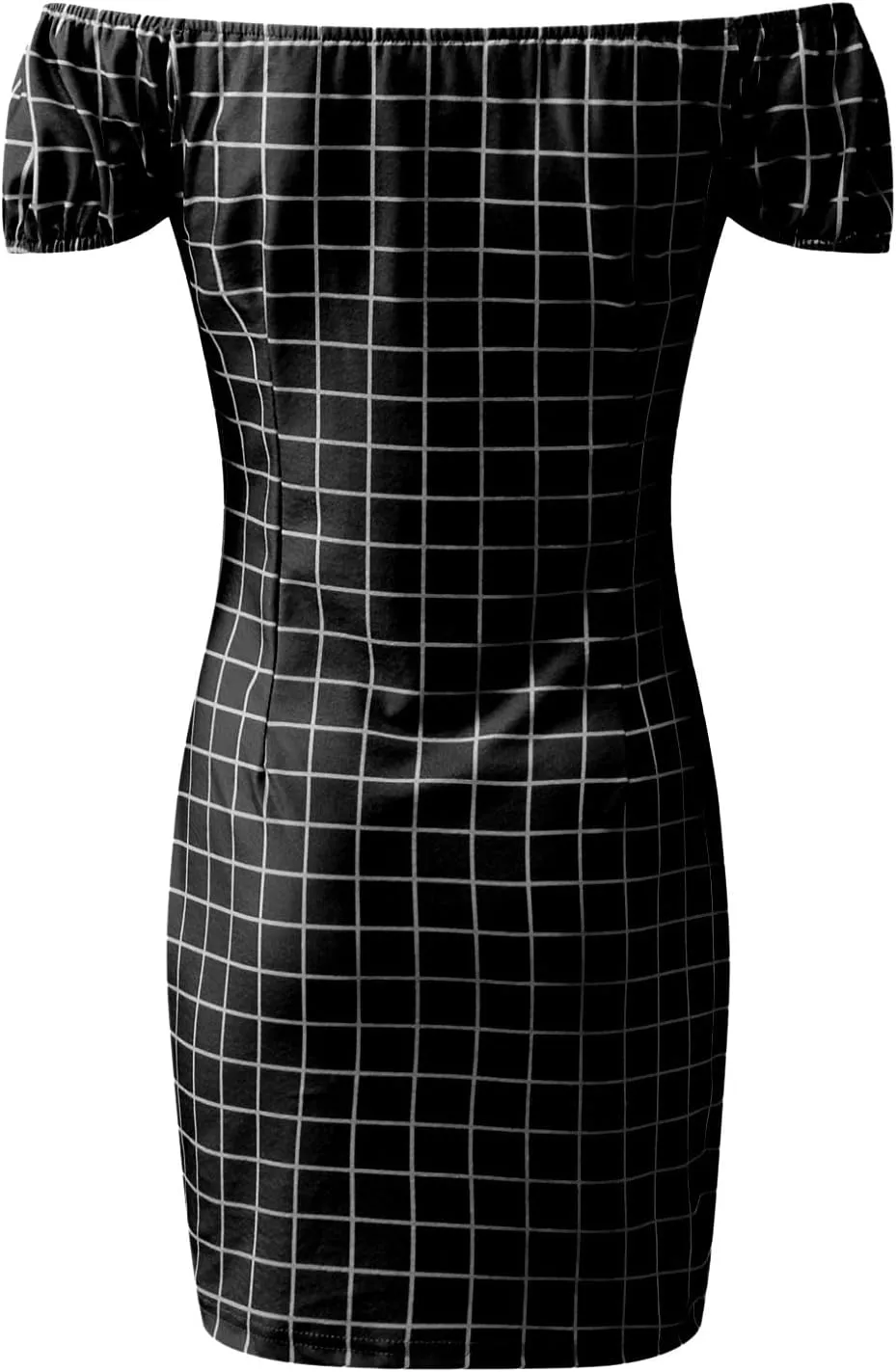 Ladies Plaid Printed Leaky Shoulder Sexy Bag Butt Short Skirt Dress Women Slimming Mini Dress