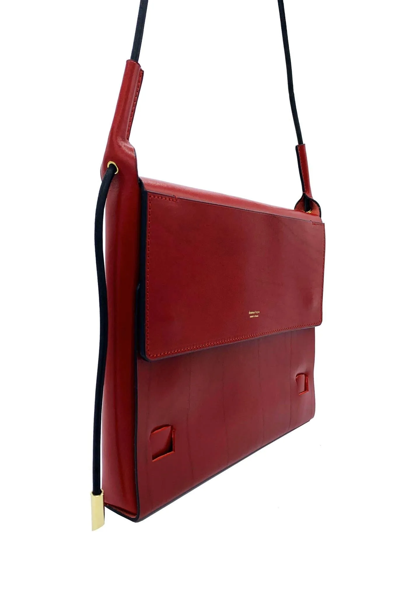 Large Flap Red Leather Pouch