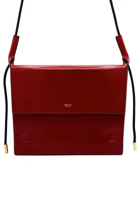 Large Flap Red Leather Pouch
