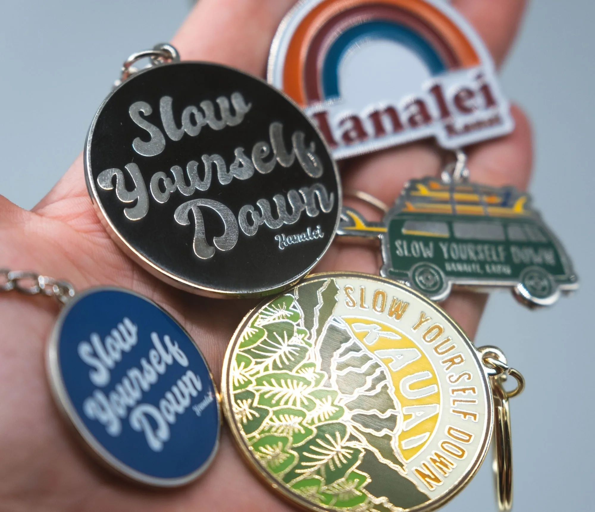 Large Retro Circle Keychain