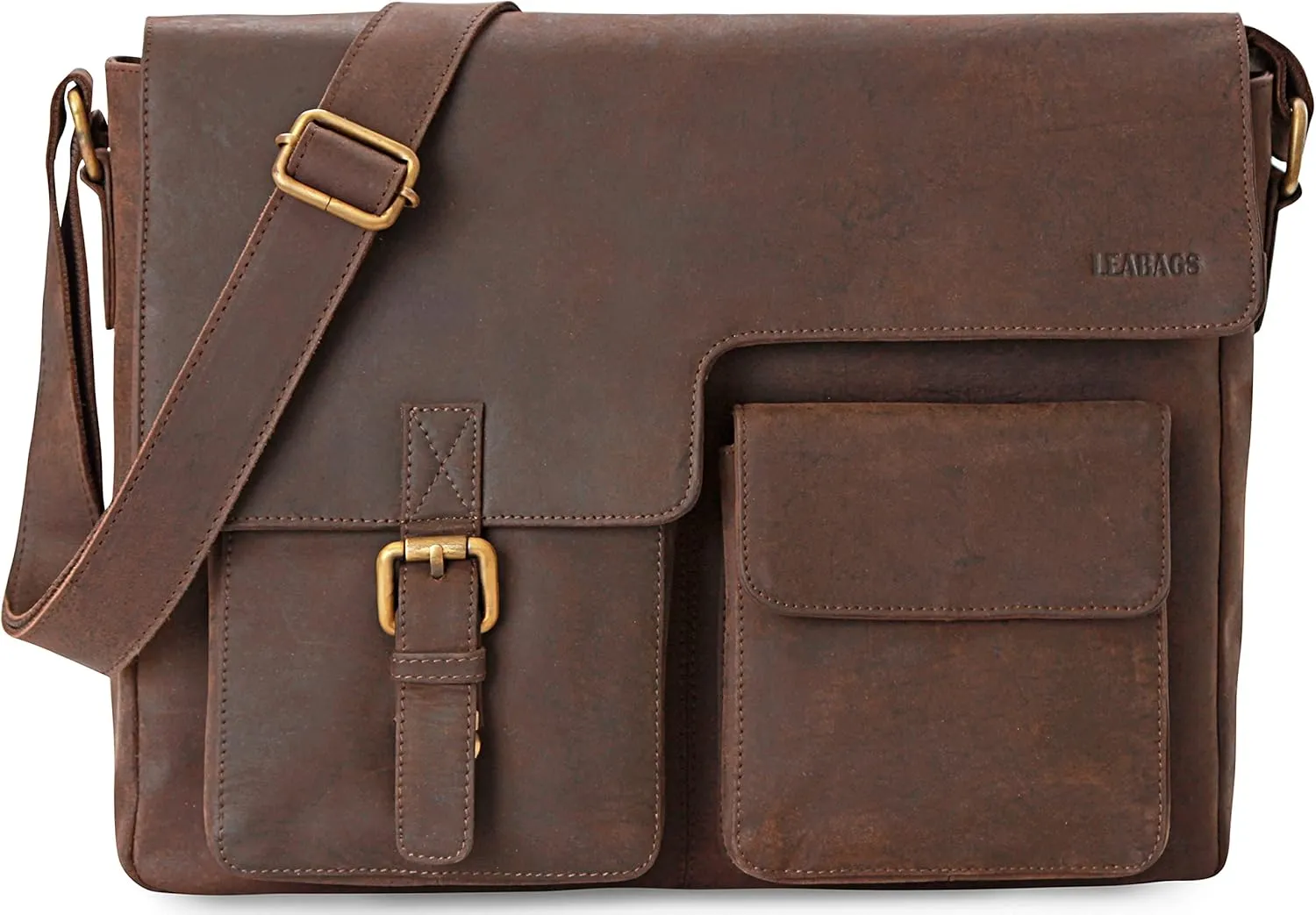 LEABAGS Boston shoulder bag I Laptop bag up to 13 inches I genuine buffalo leather messenger bag in vintage look I work bag