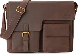 LEABAGS Boston shoulder bag I Laptop bag up to 13 inches I genuine buffalo leather messenger bag in vintage look I work bag
