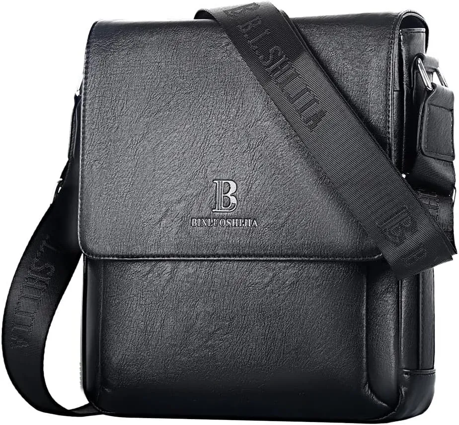 Leathario Men's Crossbody Bag, Vegan Leather, Shoulder Purse Side Sling Satchel, Small Messenger for Travel Work Daily