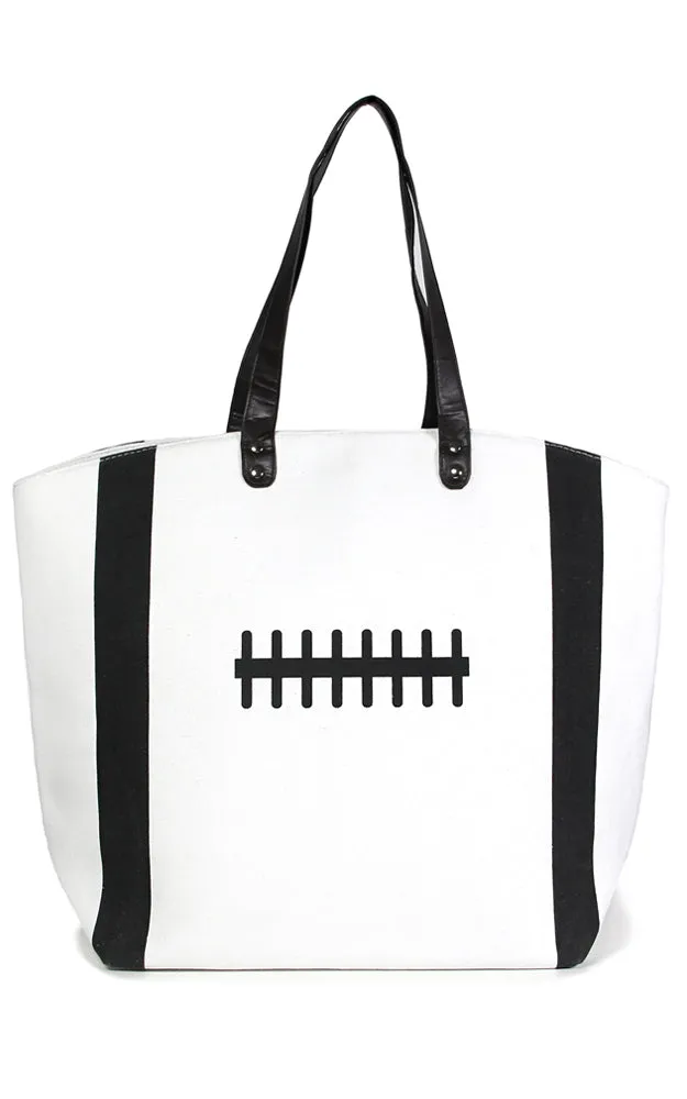 LF063 White Football Cotton Tote Bag