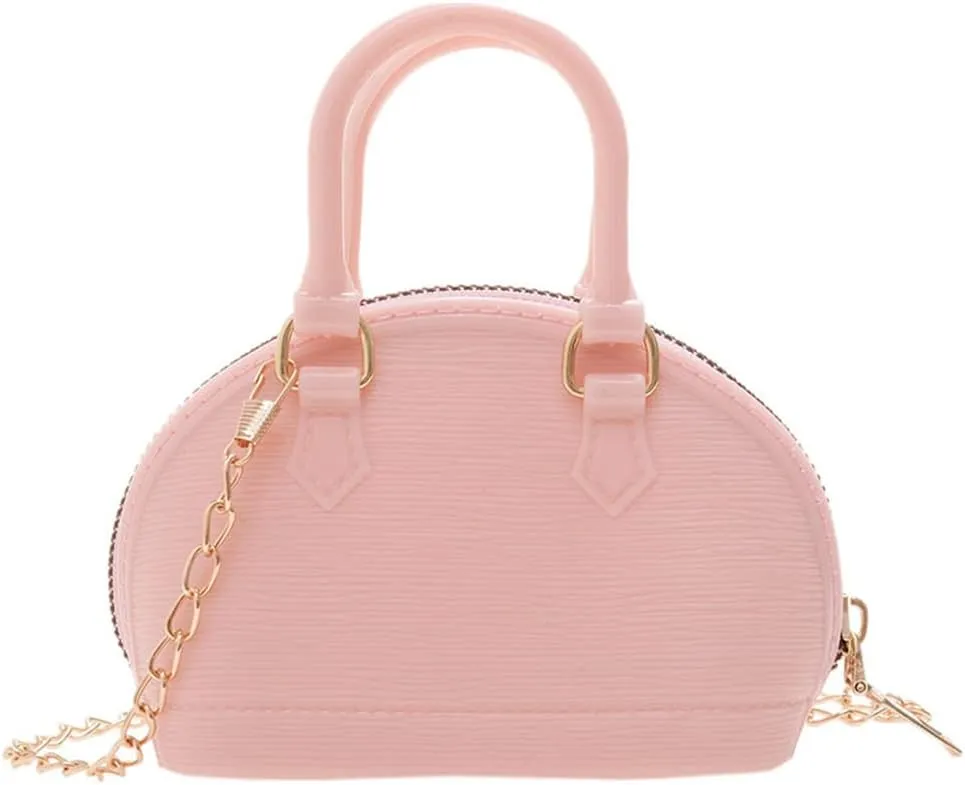 Little Girls Handbag Mini Chain Crossbody Shoulder Bag Shell Shape Zip Around Dome Tote Top Handle Bag
