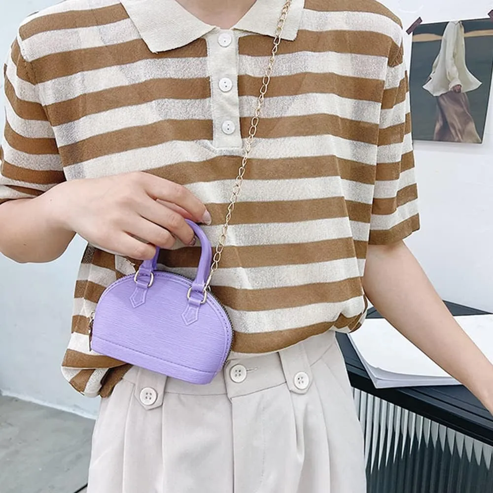 Little Girls Handbag Mini Chain Crossbody Shoulder Bag Shell Shape Zip Around Dome Tote Top Handle Bag