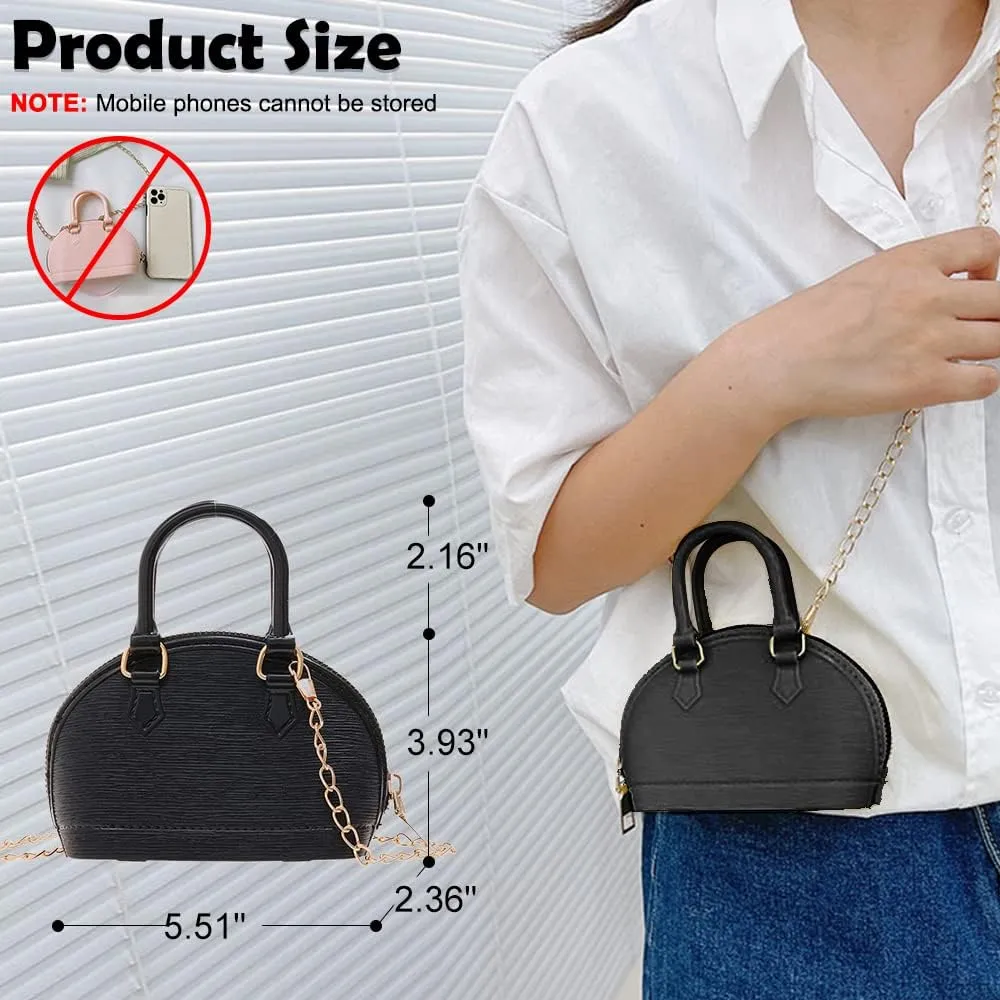 Little Girls Handbag Mini Chain Crossbody Shoulder Bag Shell Shape Zip Around Dome Tote Top Handle Bag