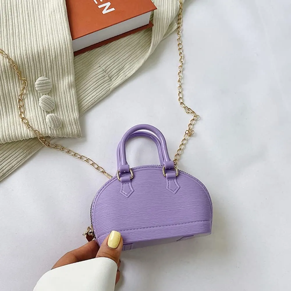 Little Girls Handbag Mini Chain Crossbody Shoulder Bag Shell Shape Zip Around Dome Tote Top Handle Bag
