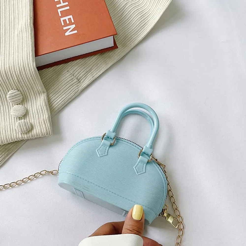 Little Girls Handbag Mini Chain Crossbody Shoulder Bag Shell Shape Zip Around Dome Tote Top Handle Bag