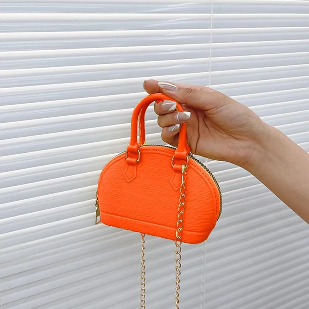 Little Girls Handbag Mini Chain Crossbody Shoulder Bag Shell Shape Zip Around Dome Tote Top Handle Bag