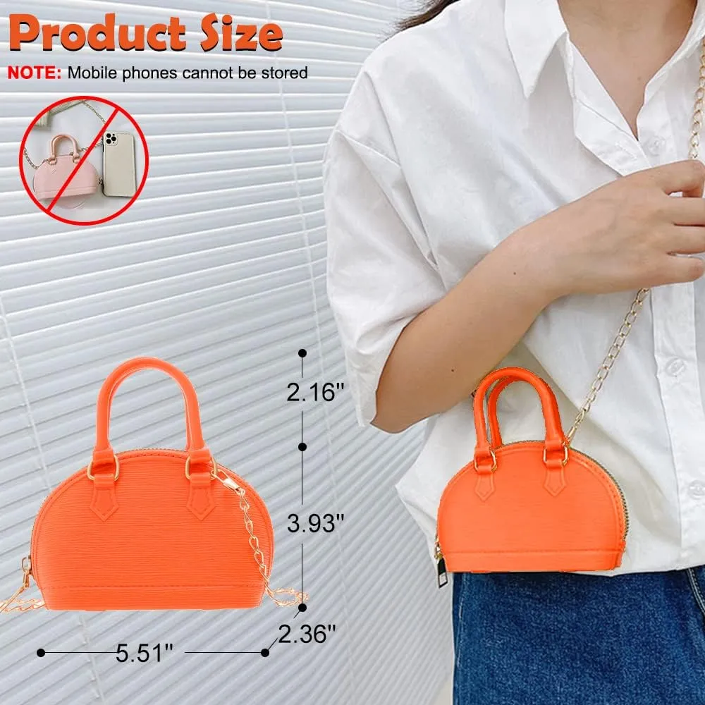 Little Girls Handbag Mini Chain Crossbody Shoulder Bag Shell Shape Zip Around Dome Tote Top Handle Bag