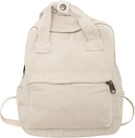 Makukke Small Corduroy Backpack Purse for Women - Vintage Mini Fashion Casual Aesthetic Backpack, Beige