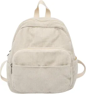 Makukke Small Corduroy Backpack Purse for Women - Vintage Mini Fashion Casual Aesthetic Backpack, Beige