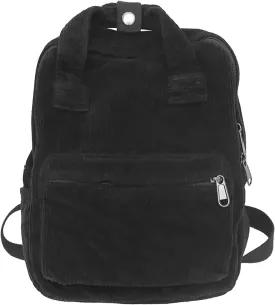 Makukke Small Corduroy Backpack Purse for Women - Vintage Mini Fashion Casual Aesthetic Backpack, Black